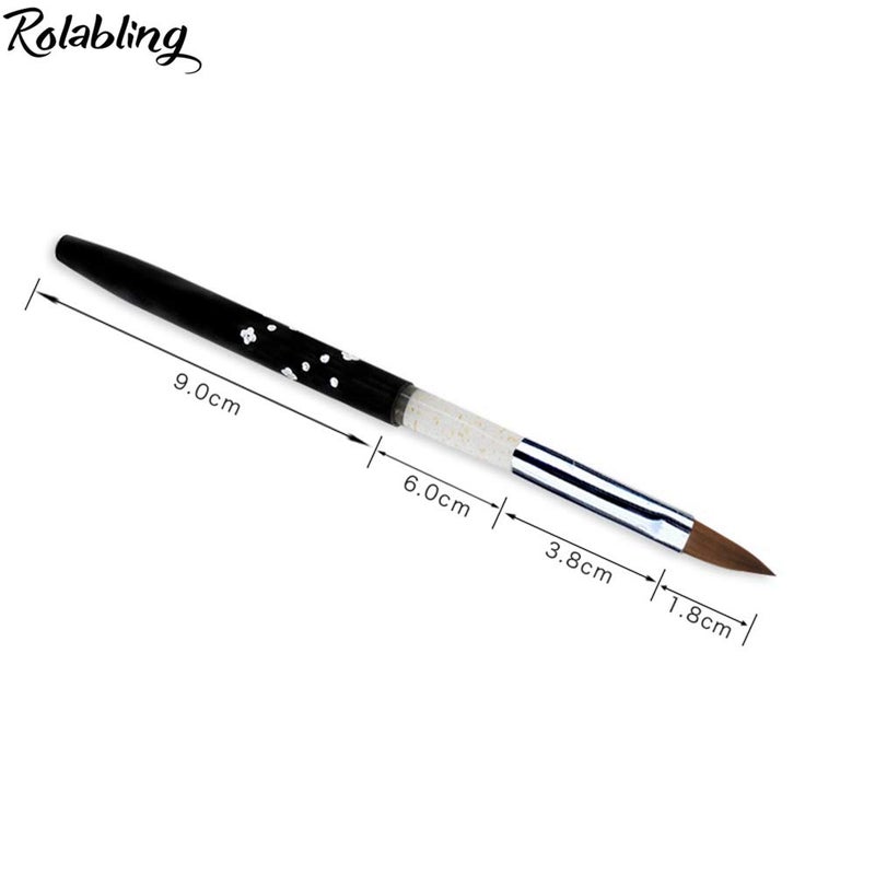 Rolabling Size 8# Black 100% Kolinsky Sable Acrylic Nail Art Brushes UV Gel Nail Painting Pen Brushes (Size 8) - Image 2